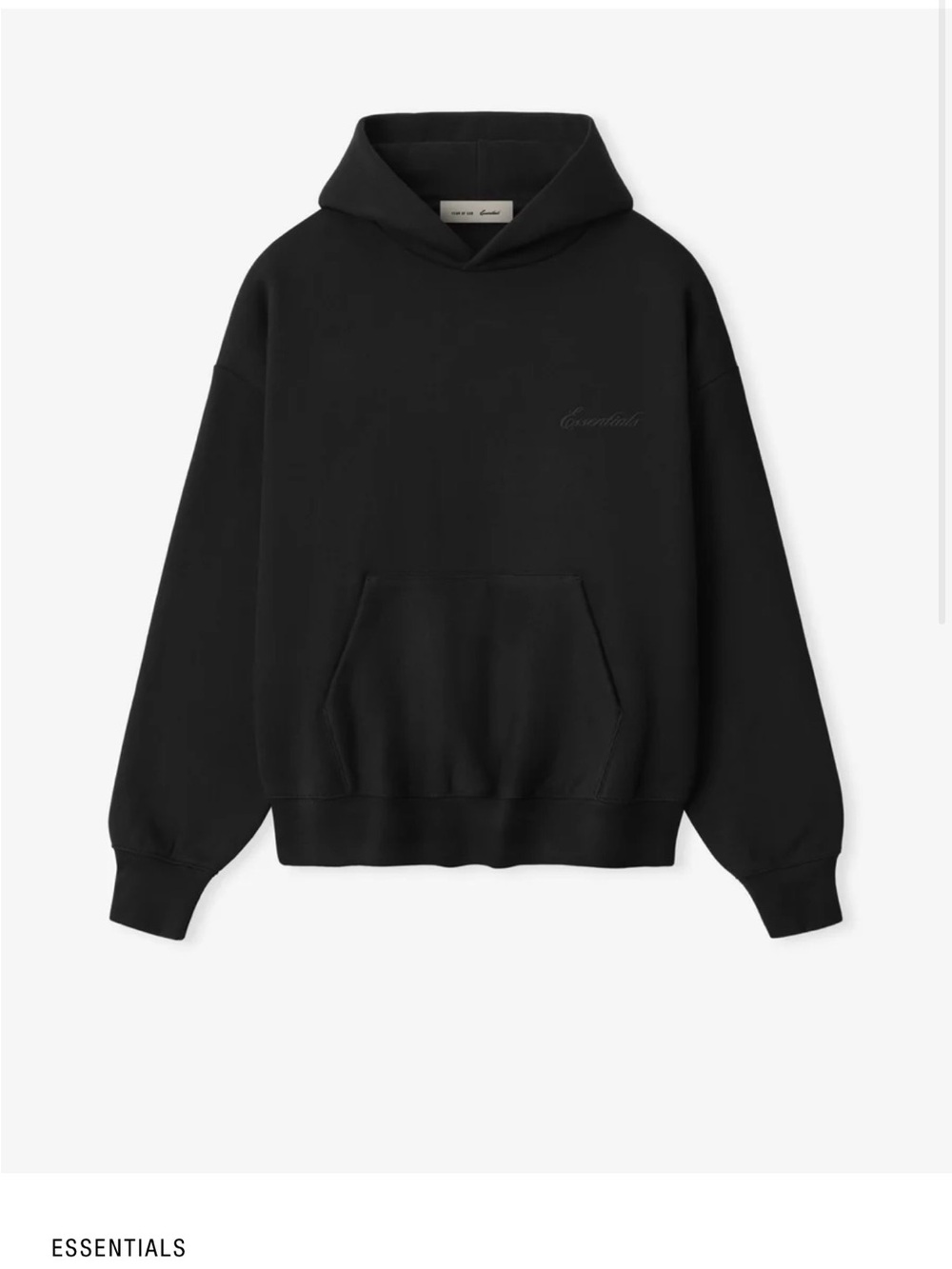 ESSENTIALS Black Hooded Sweatshirt